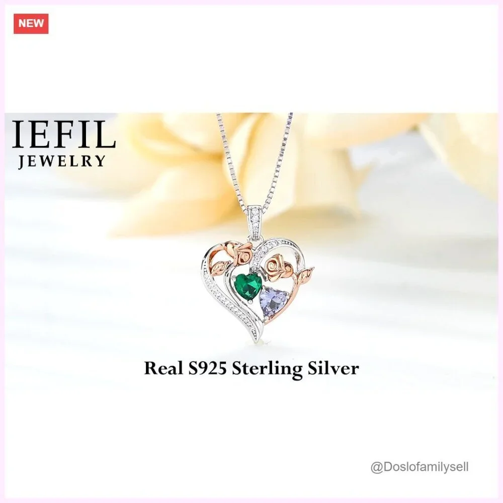 Sterling Silver Rose Heart Pendant Necklace Elegant Minimal Chic Anniversary